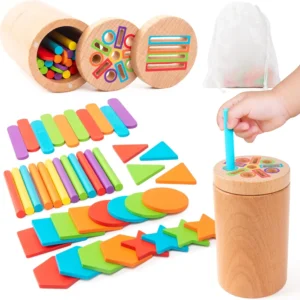 Wooden Toddler Toys， 3-in-1 Fine Motor Skills Learning Set , Color Sorting Sensory Toys for 3+ Year