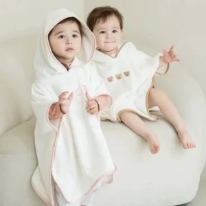 Baby Bath Towel Hooded Velvet Bathrobe