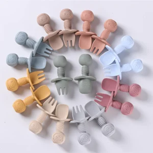 Wooden Handle Silicone Spoon Fork
