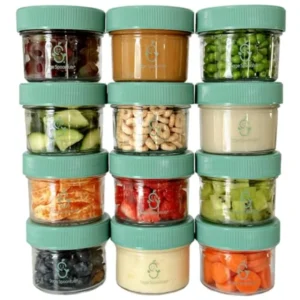 Sage Spoonfuls -12 Pack 4 oz Glass Baby Food Containers with Lids