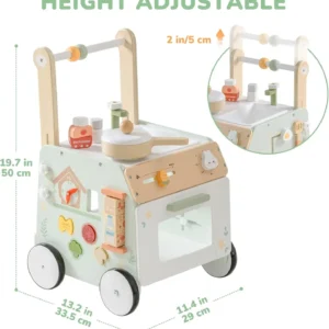 Robud Adjustable Height Speed Wooden Baby Walker