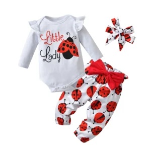 Baby Girls Clothes Set Long Sleeve Ladybug Print