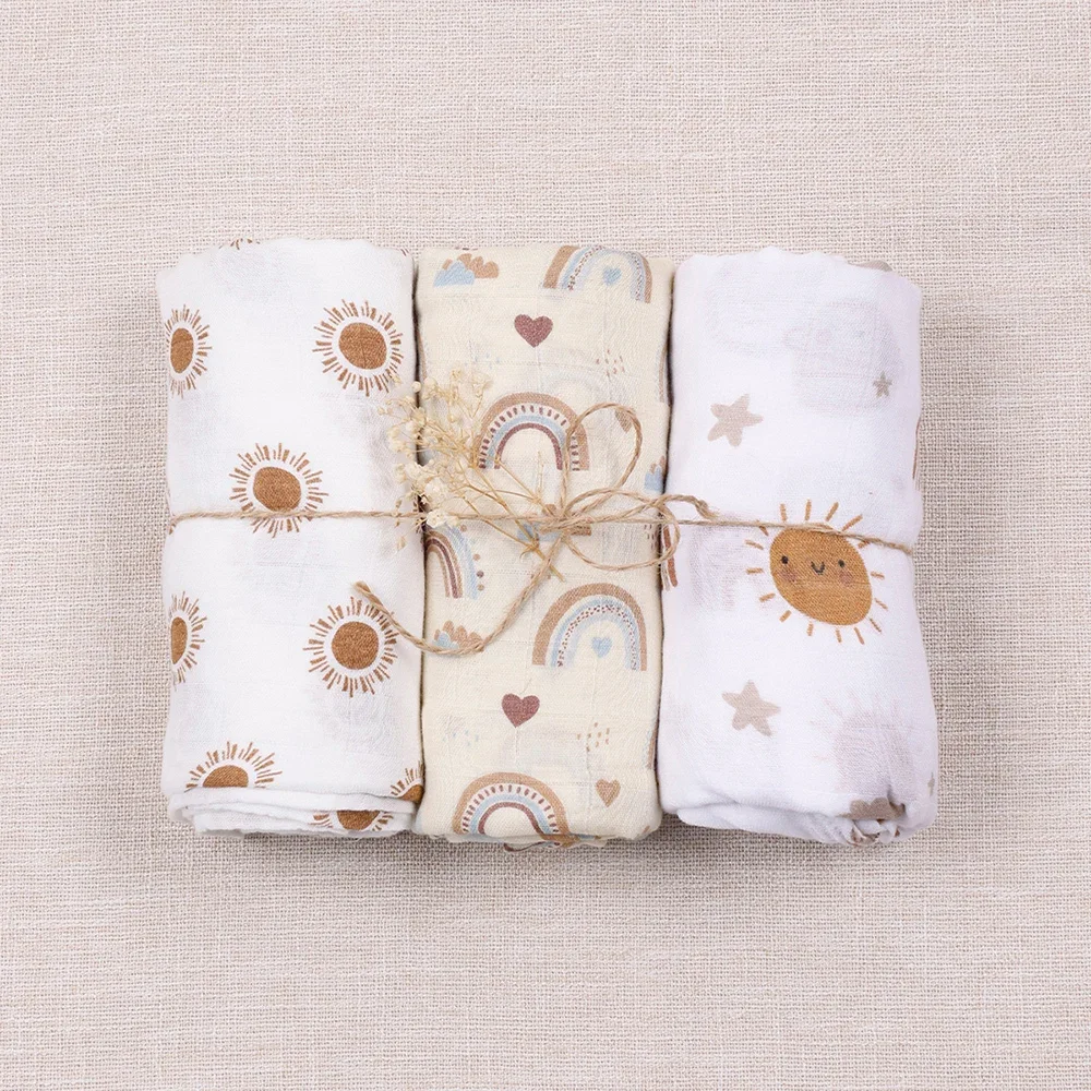 Elinfant 3PCS Bamboo Cotton Muslin Swaddle Blanket - Image 9