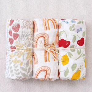 Elinfant 3PCS Bamboo Cotton Muslin Swaddle Blanket - Thumbnail Image 14