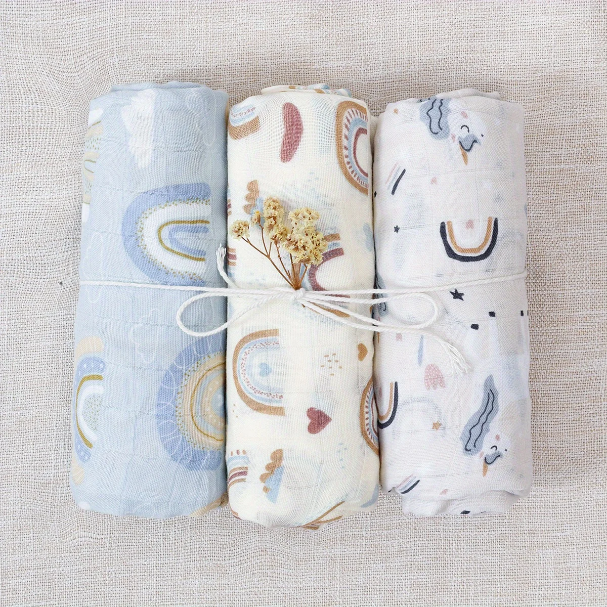 Elinfant 3PCS Bamboo Cotton Muslin Swaddle Blanket - Image 5