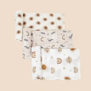 Elinfant 3PCS Bamboo Cotton Muslin Swaddle Blanket - Thumbnail Image 13
