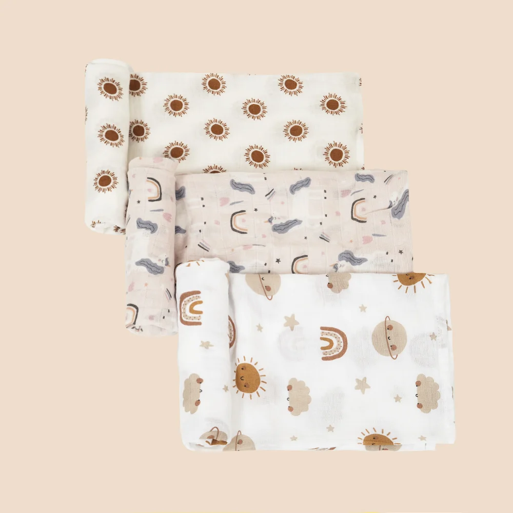 Elinfant 3PCS Bamboo Cotton Muslin Swaddle Blanket - Image 13