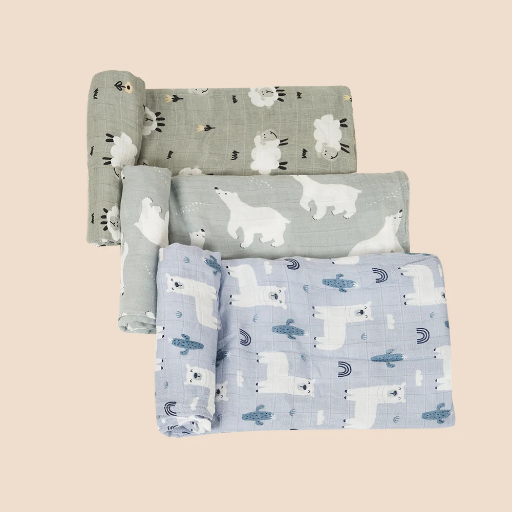 Elinfant 3PCS Bamboo Cotton Muslin Swaddle Blanket - Image 11