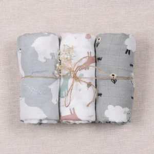 Elinfant 3PCS Bamboo Cotton Muslin Swaddle Blanket - Thumbnail Image 10