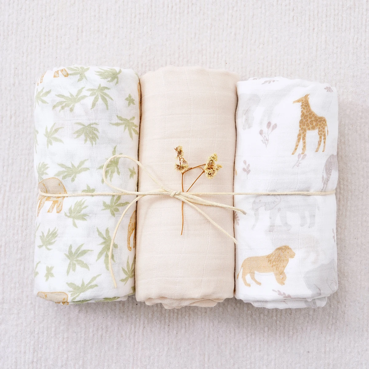 Elinfant 3PCS Bamboo Cotton Muslin Swaddle Blanket - Image 3
