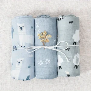Elinfant 3PCS Bamboo Cotton Muslin Swaddle Blanket - Thumbnail Image 8