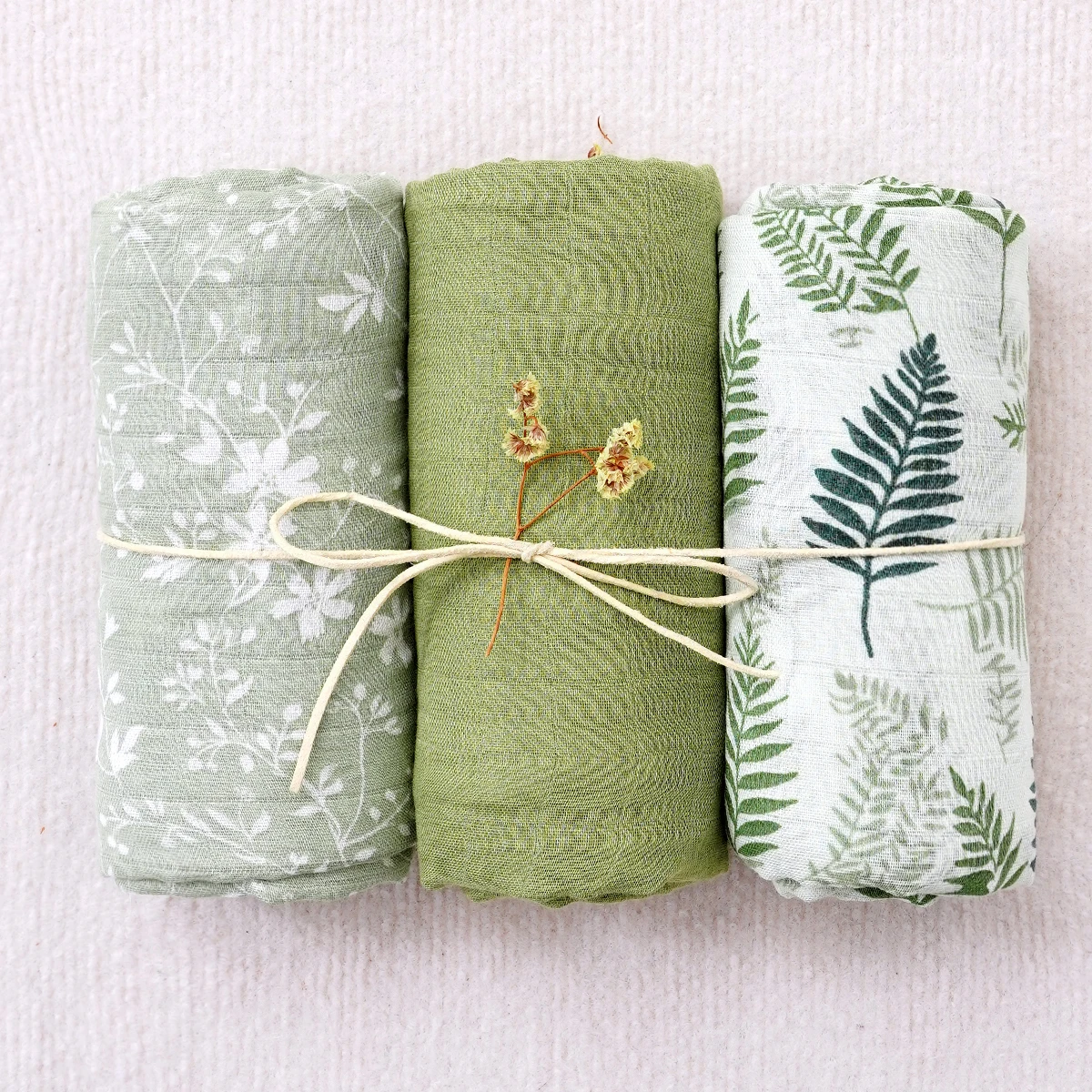 Elinfant 3PCS Bamboo Cotton Muslin Swaddle Blanket - Image 4