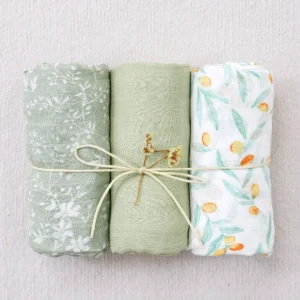 Elinfant 3PCS Bamboo Cotton Muslin Swaddle Blanket