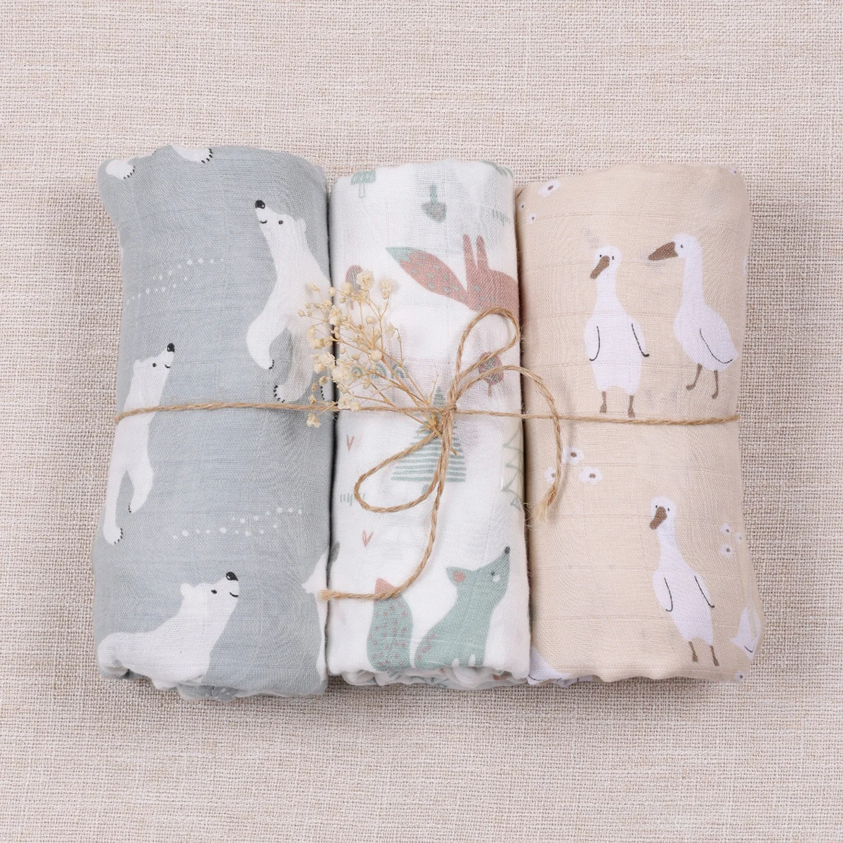 Elinfant 3PCS Bamboo Cotton Muslin Swaddle Blanket - Image 6