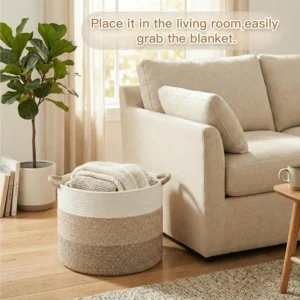 Decorative Cotton Rope Basket - Thumbnail Image 4