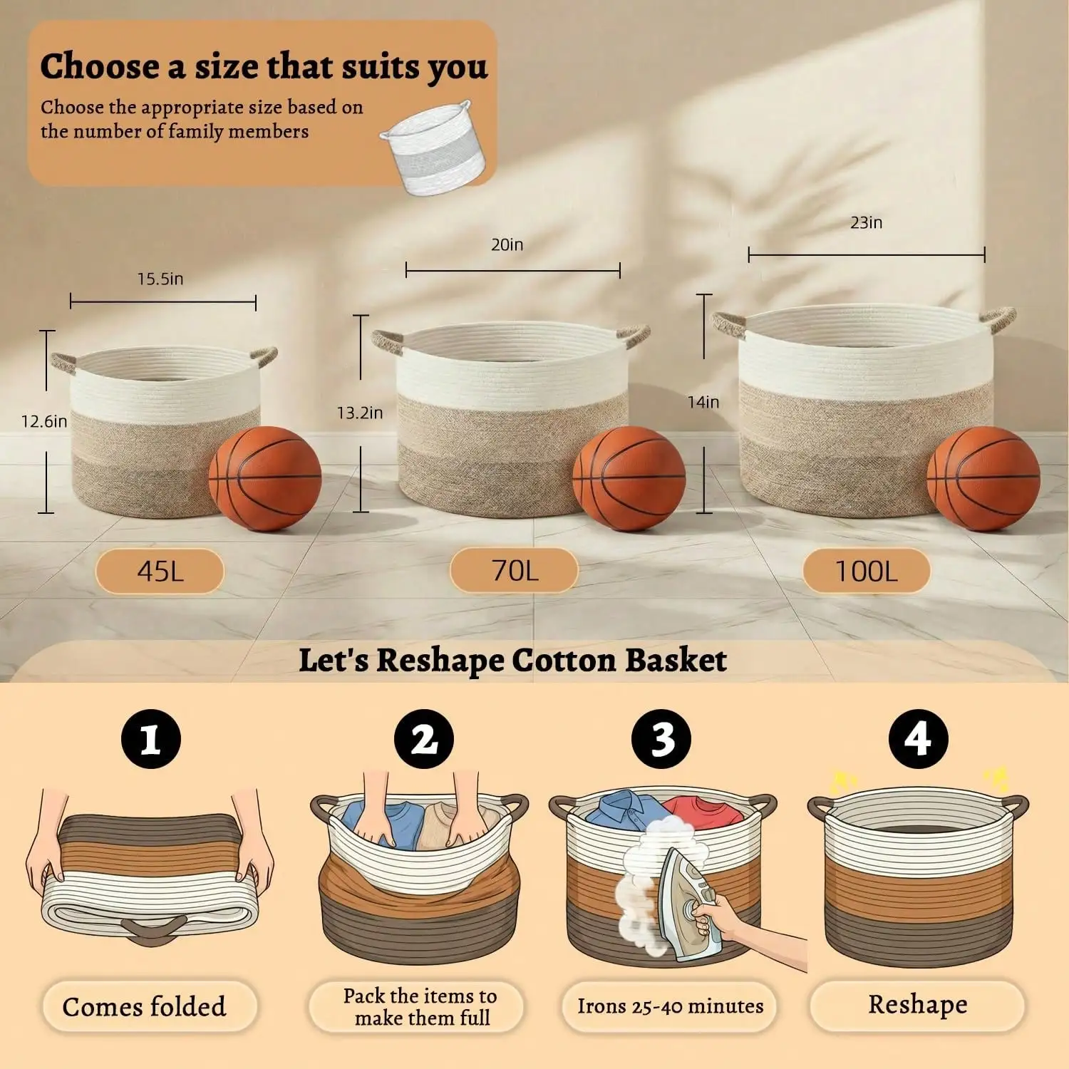 Decorative Cotton Rope Basket - Image 6